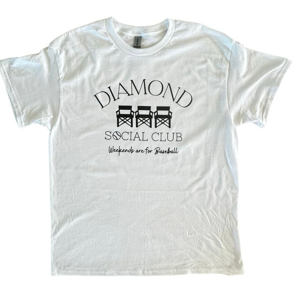 Diamond Baseball Social Club Small Women's White T-Shirt Short Sleeve - Picture 2 of 7
